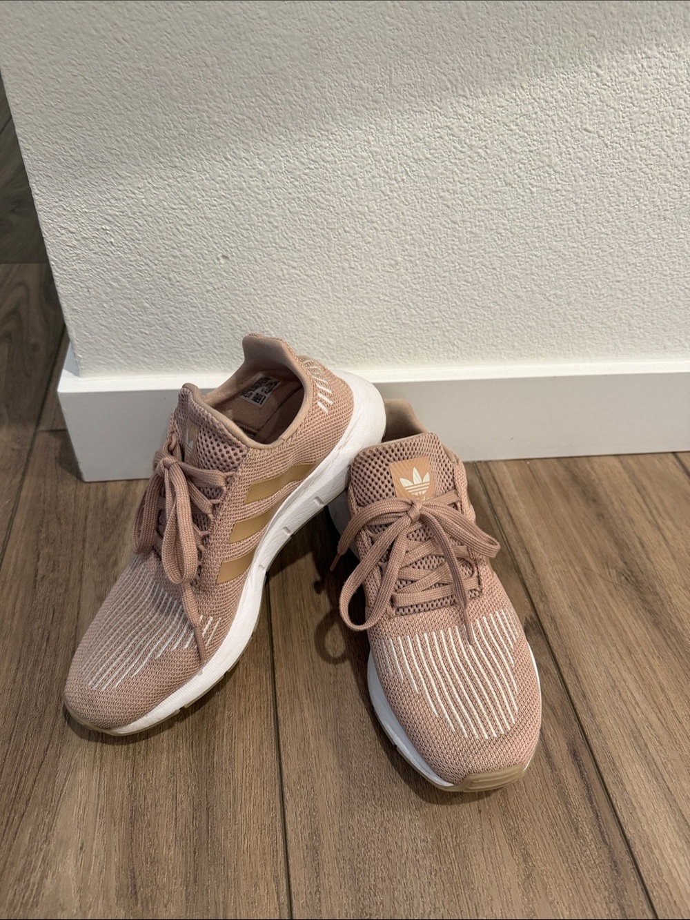 adidas Women's Blush Pink Knit Sneakers with White Soles
